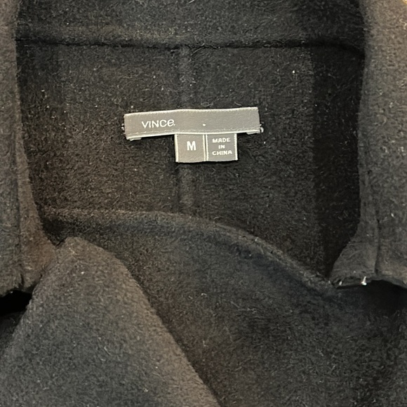 VINCE / Lightweight Double Breasted Wool Blend Pea Coat / Black / Medium - Picture 8 of 10